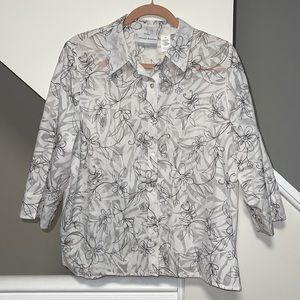 White Floral Button-Up